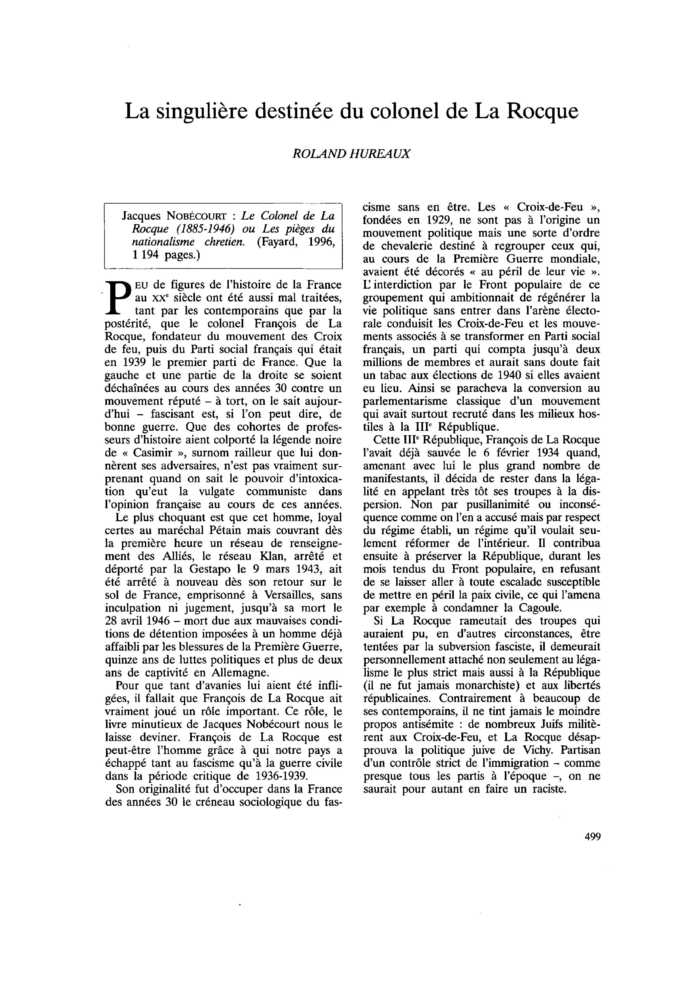 La singulière destinée du colonel de La Rocque
 – page 1