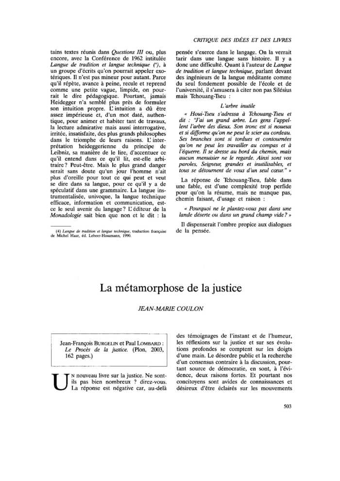 La métamorphose de la justice
 – page 1