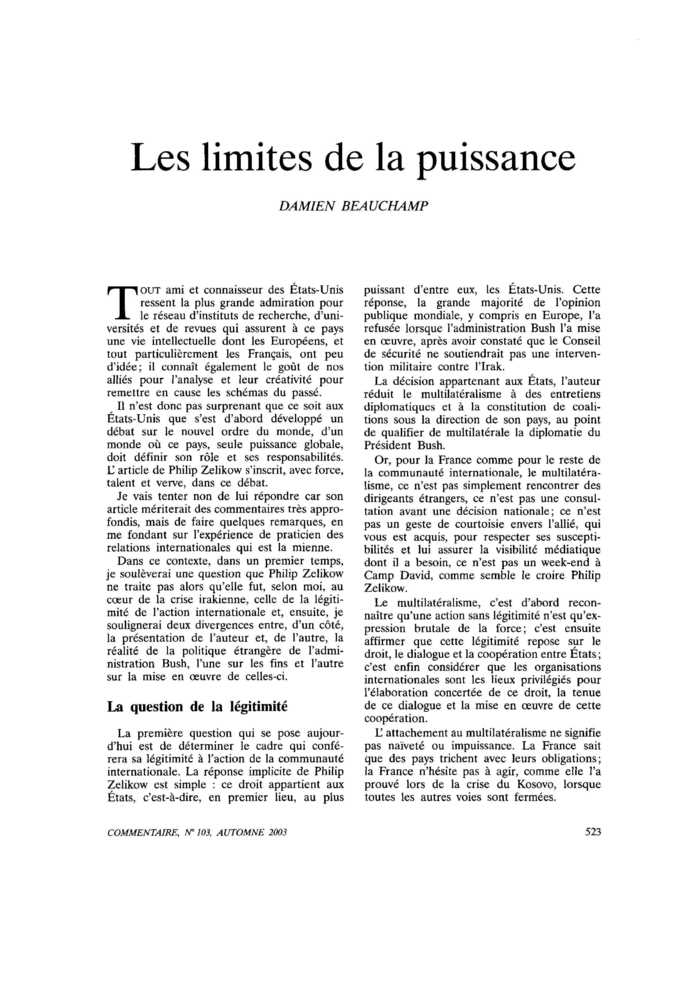 Les limites de la puissance
 – page 1