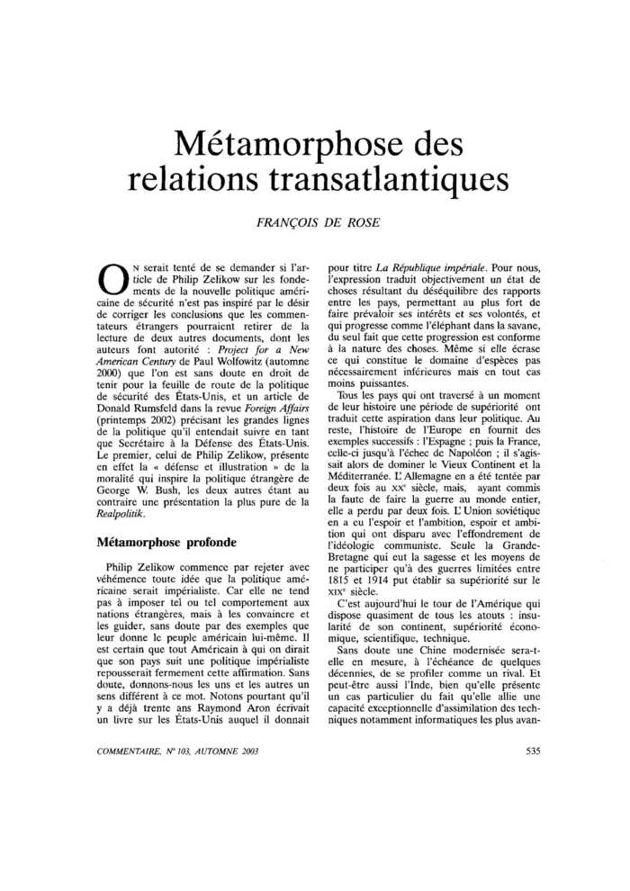 Métamorphose des relations transatlantiques
 – page 1