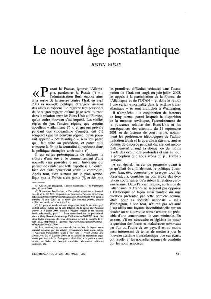 Le nouvel âge postatlantique
 – page 1