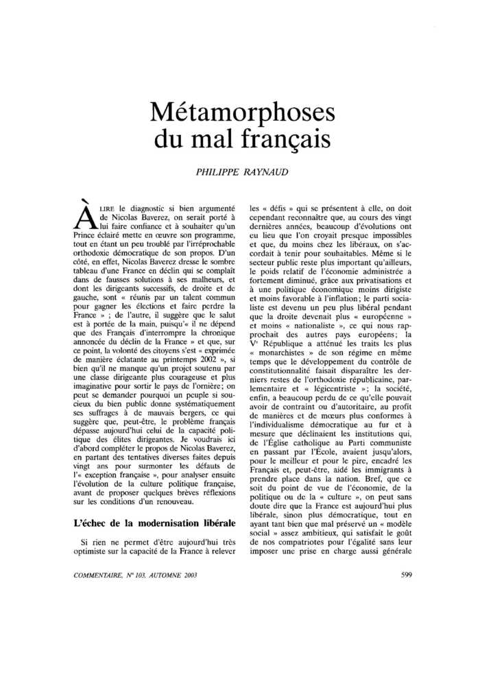 Métamorphoses du mal français
 – page 1