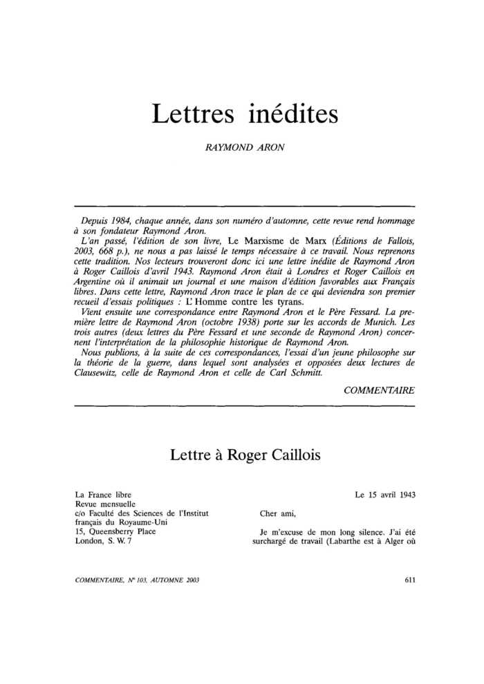 Lettres inédites
 – page 1