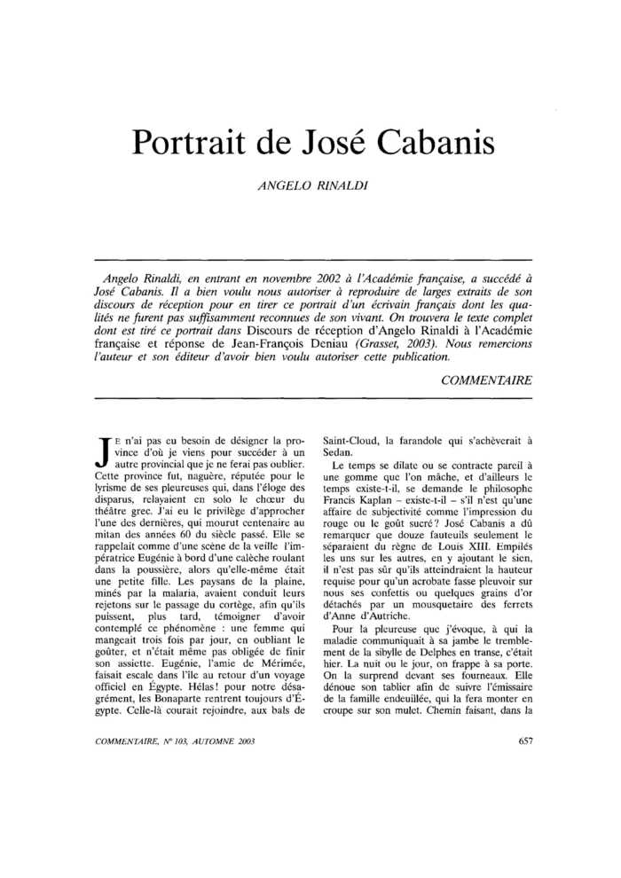 Portrait de José Cabanis
 – page 1
