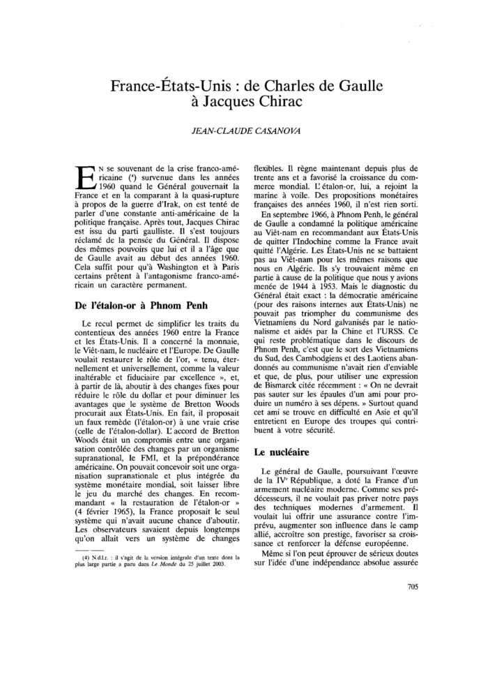 France-États-Unis : de Charles de Gaulle à Jacques Chirac
 – page 1