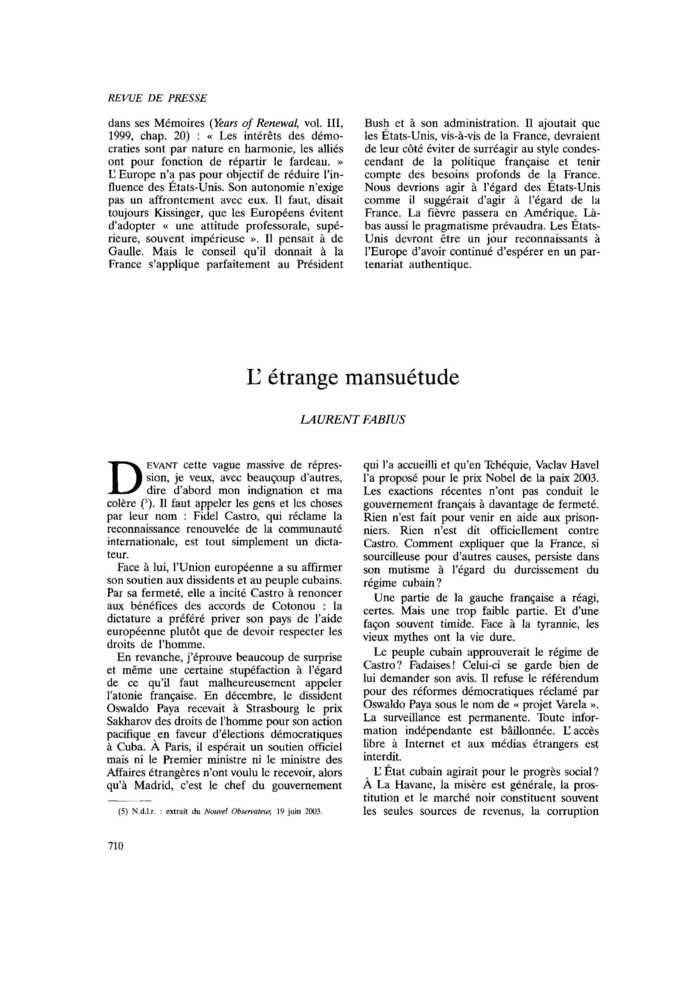 L’étrange mansuétude
 – page 1