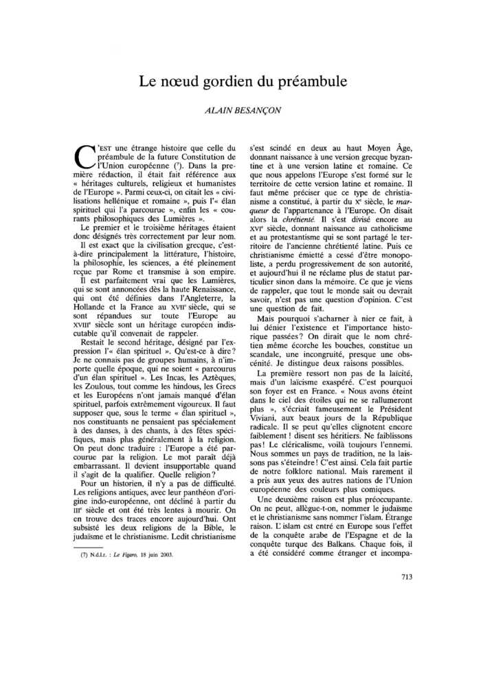 Le nœud gordien du préambule
 – page 1