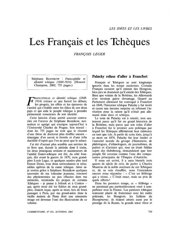 Les Français et les Tchèques
 – page 1