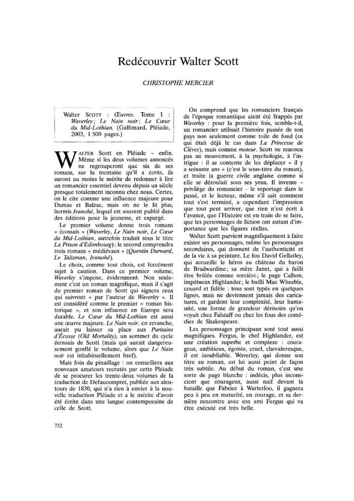 Redécouvrir Walter Scott
 – page 1