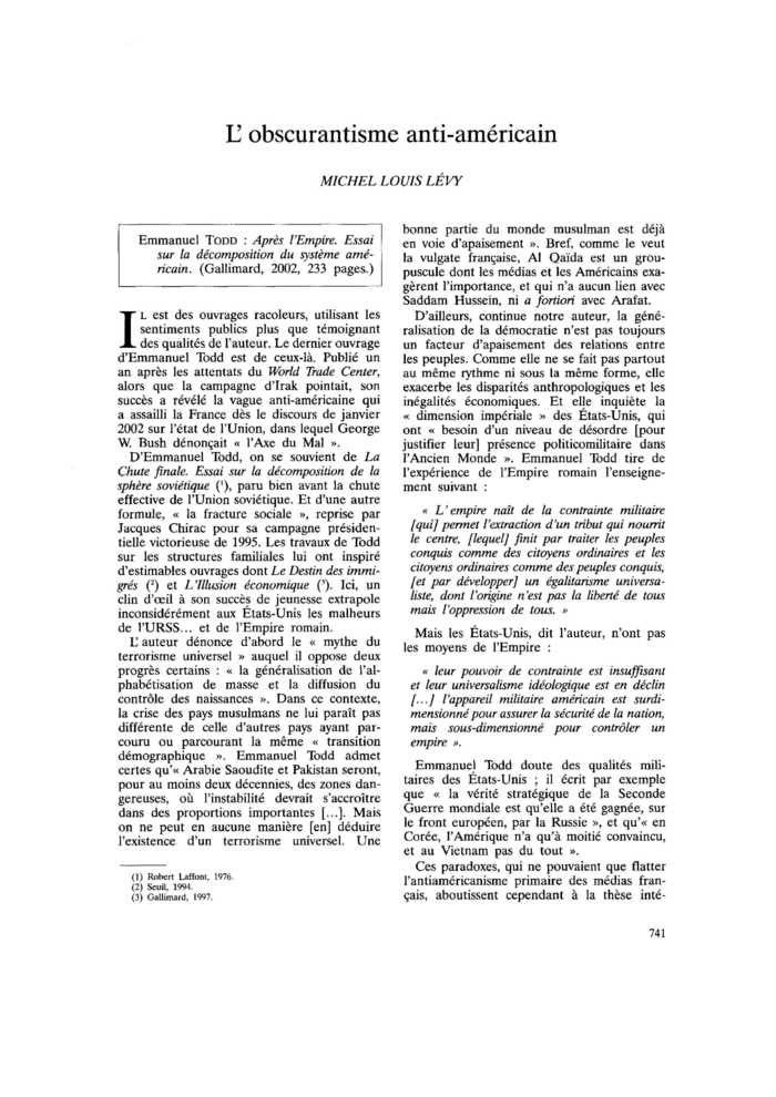 L’obscurantisme anti-américain
 – page 1