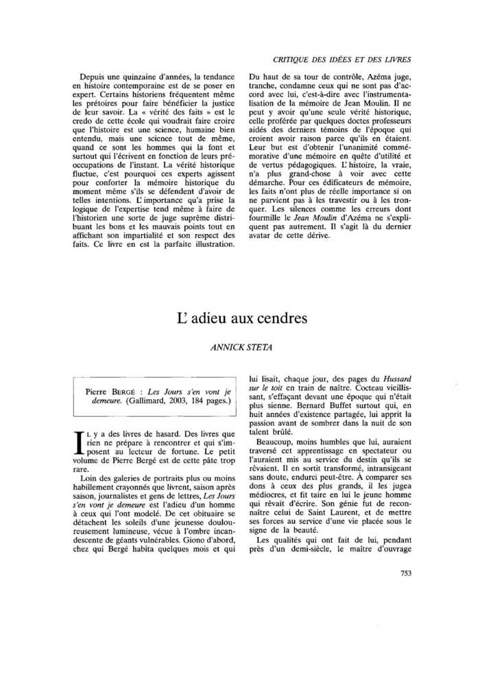 L’adieu aux cendres
 – page 1