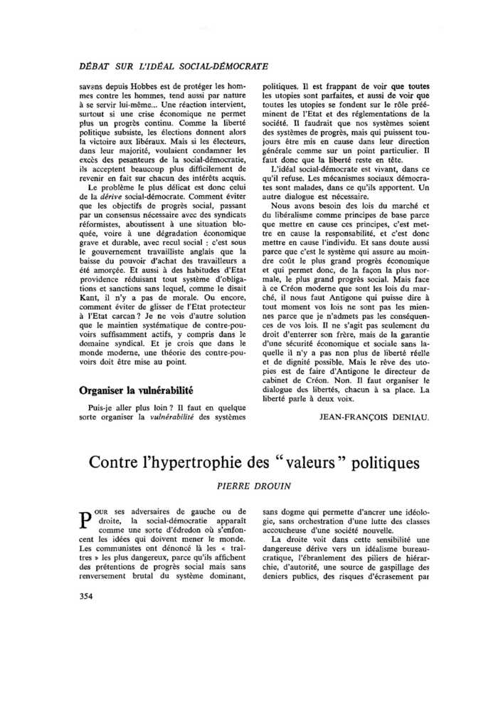 Contre l’hypertrophie des « valeurs » politiques
 – page 1