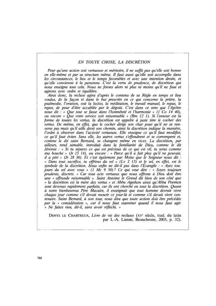 EN TOUTE CHOSE, LA DISCRÉTION
 – page 1