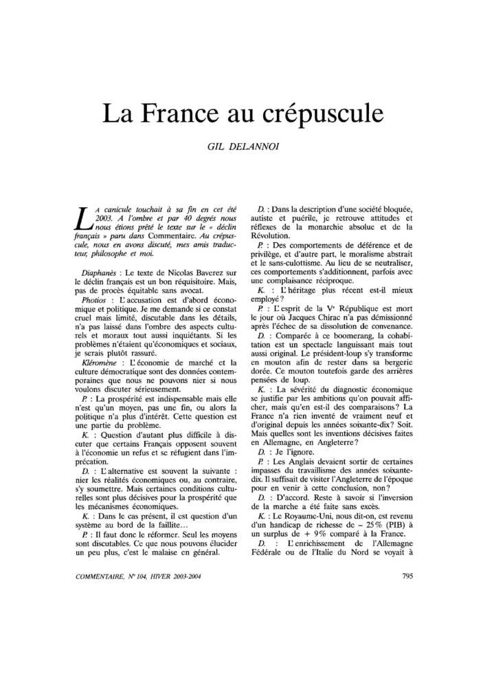 La France au crépuscule
 – page 1