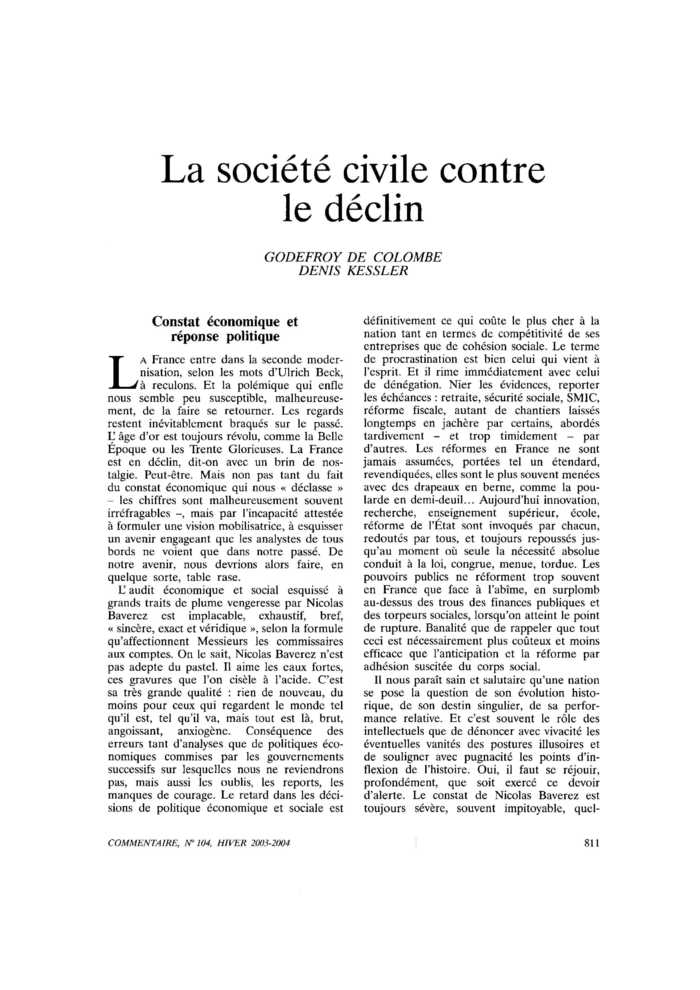 La société civile contre le déclin
 – page 1