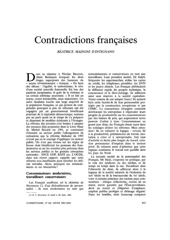 Contradictions françaises
 – page 1