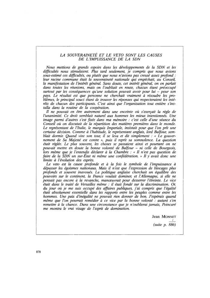 LA SOUVERAINETÉ ET LE VETO SONT LES CAUSES DE L’IMPUISSANCE DE LA SDN
 – page 1