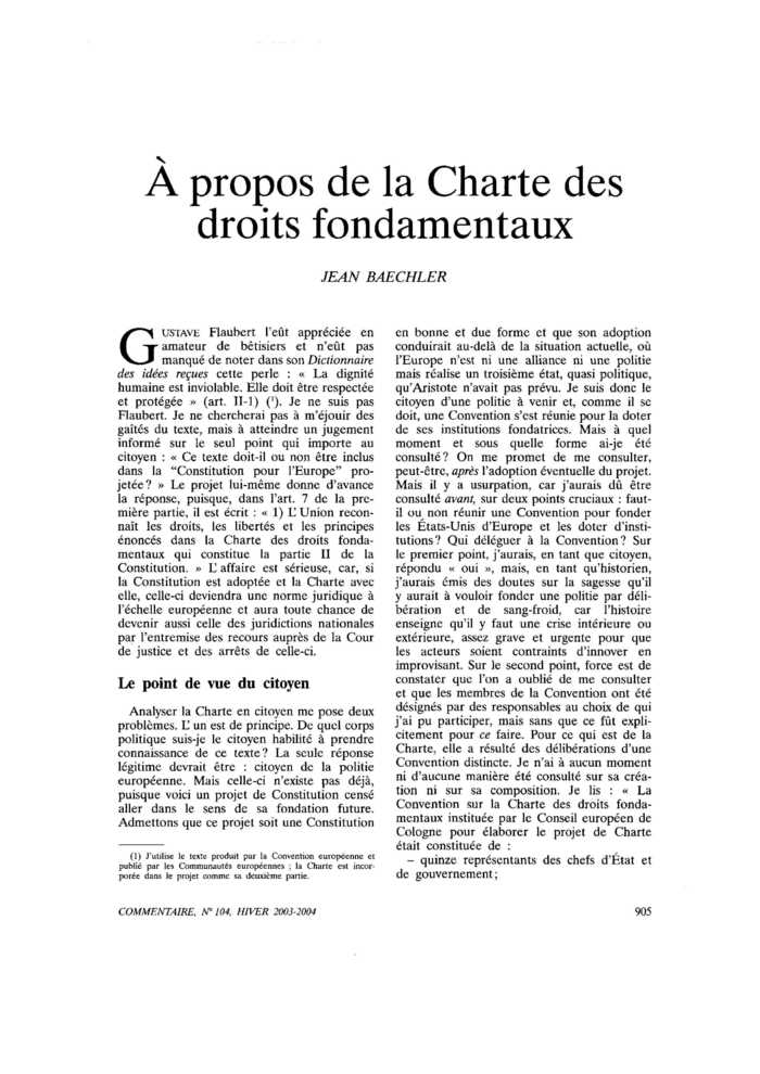 À propos de la Charte des droits fondamentaux
 – page 1