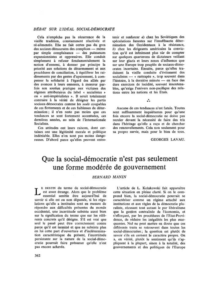 Que la social-démocratie n’est pas seulement une forme modérée de gouvernement
 – page 1