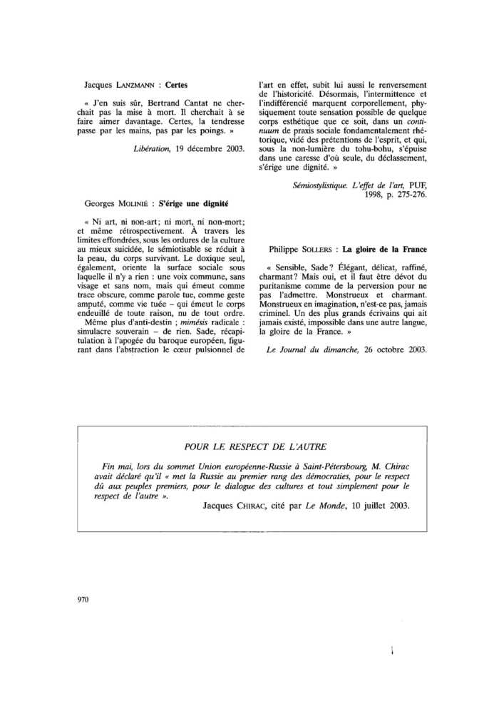 POUR LE RESPECT DE L’AUTRE
 – page 1