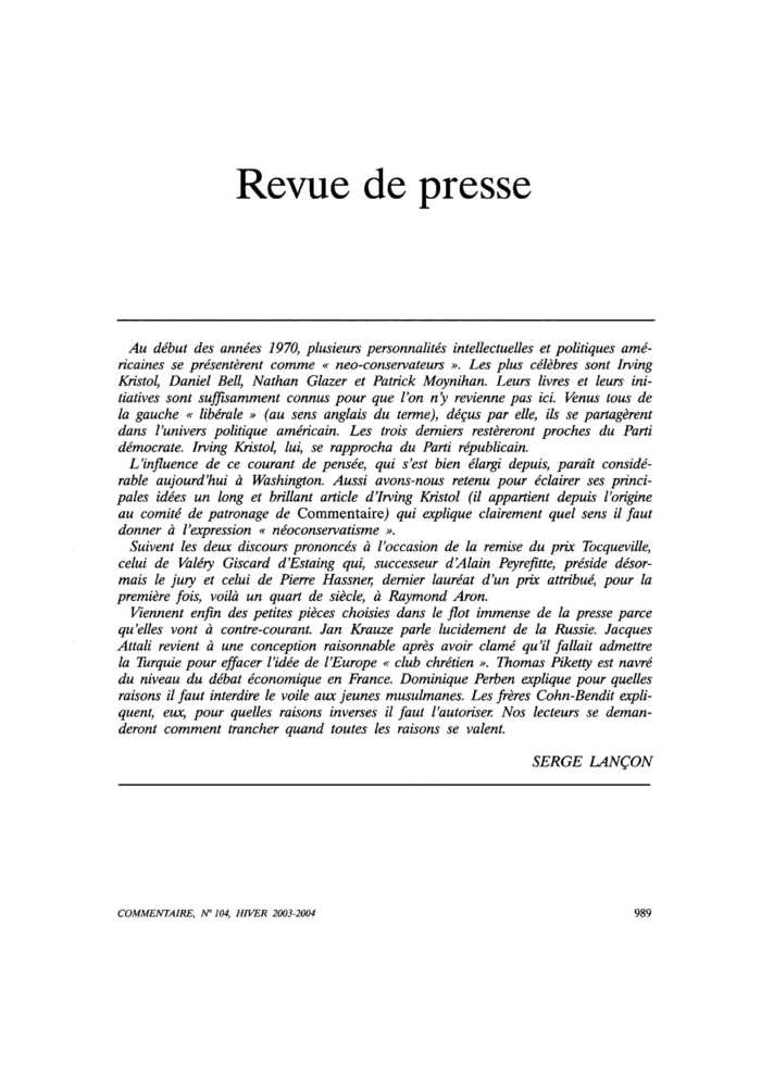 Revue de presse
 – page 1