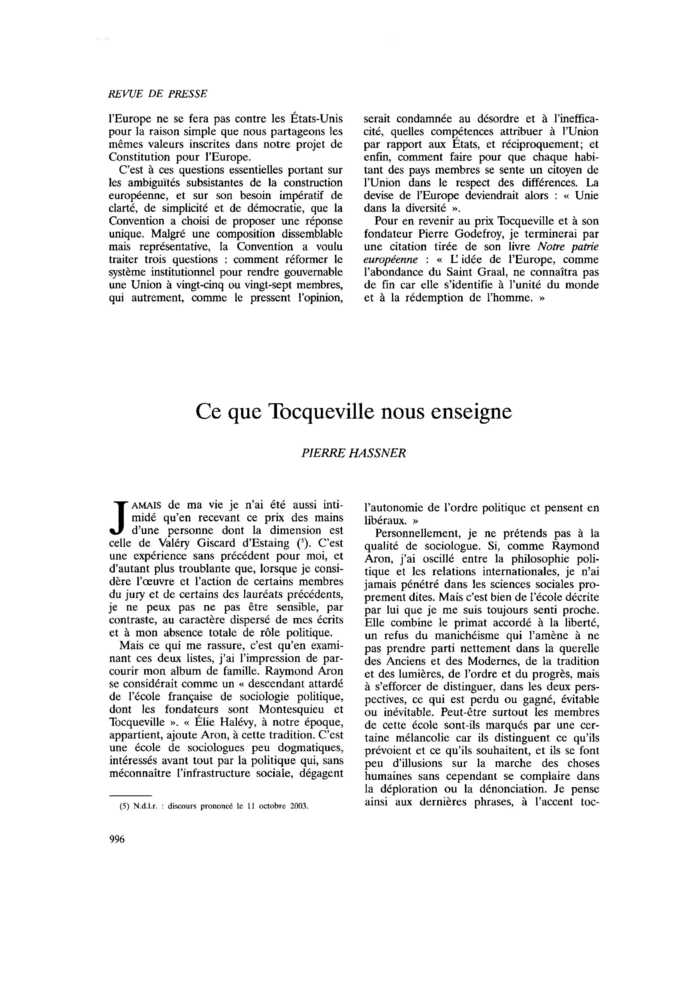 Ce que Tocqueville nous enseigne
 – page 1