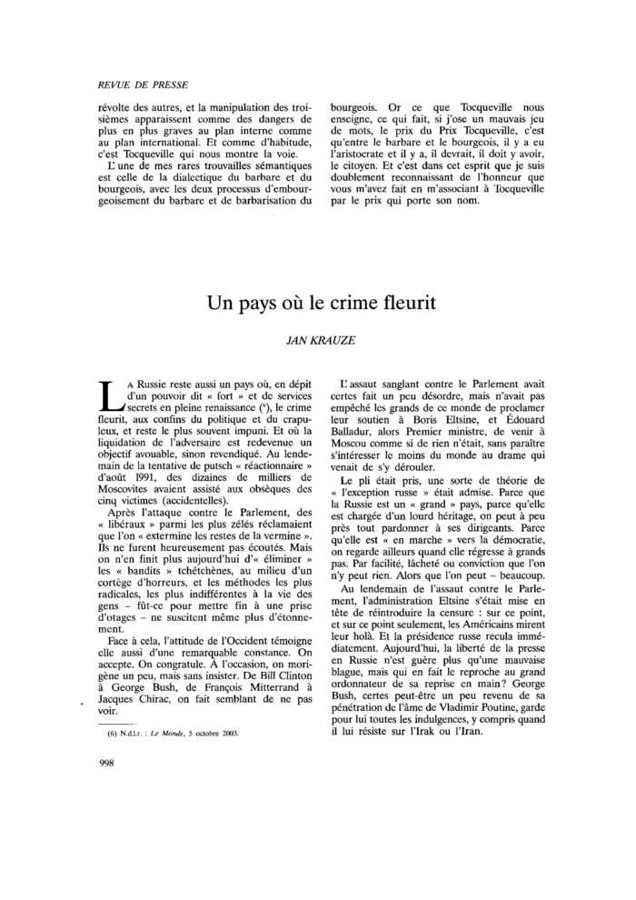 Un pays où le crime fleurit
 – page 1