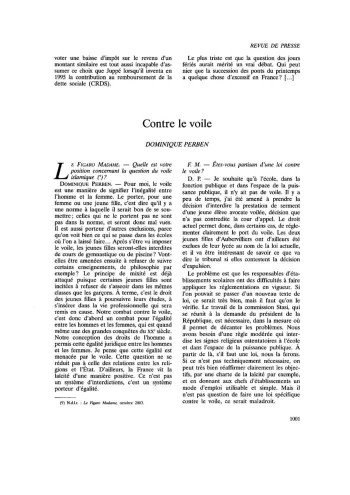 Contre le voile
 – page 1