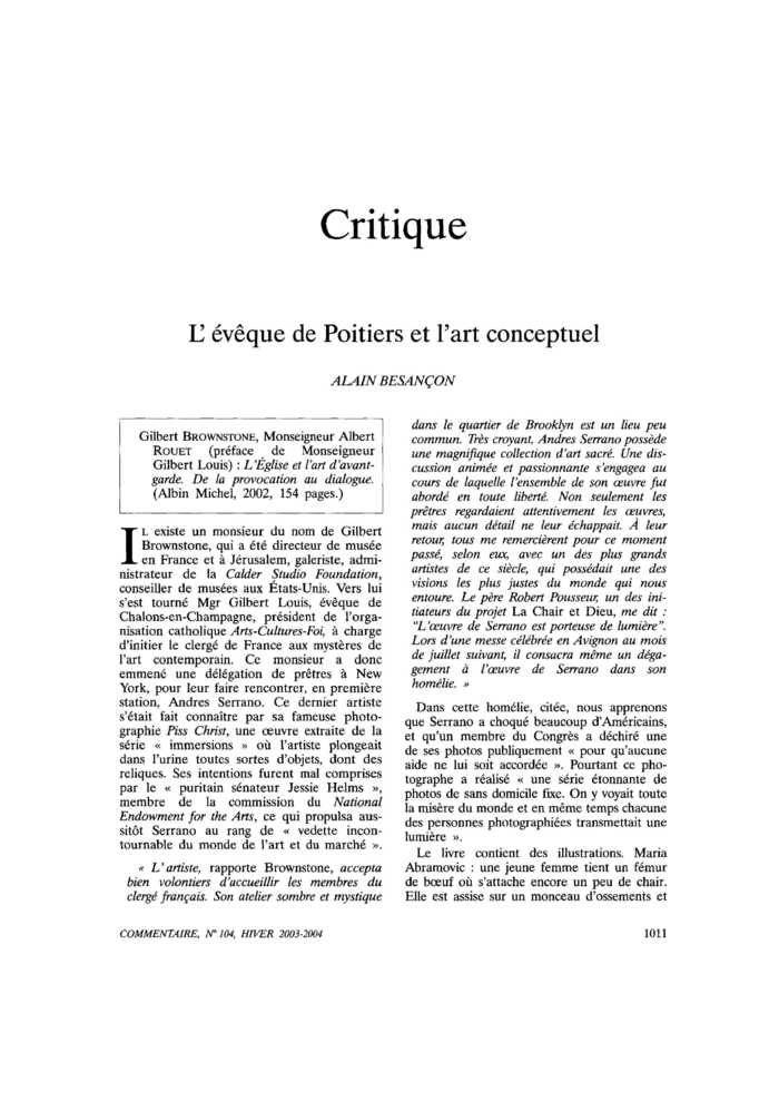 L’évêque de Poitiers et l’art conceptuel
 – page 1