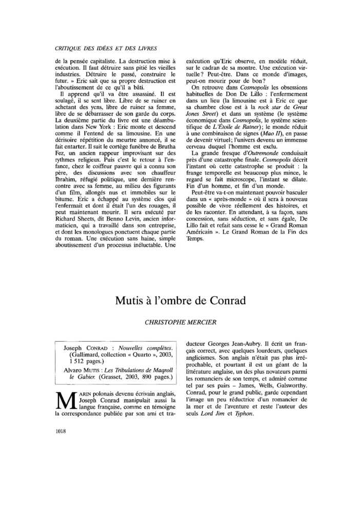 Mutis à l’ombre de Conrad
 – page 1