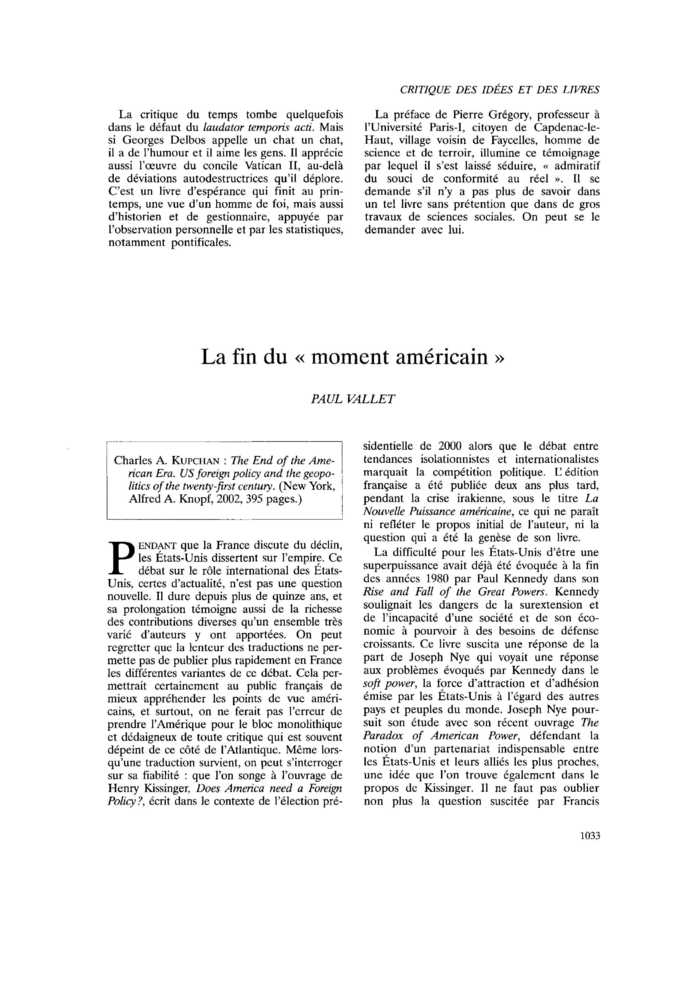 La fin du « moment américain »
 – page 1