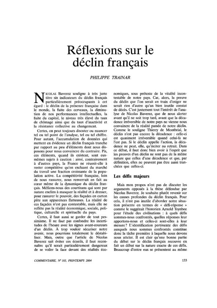 Réflexions sur le déclin français
 – page 1