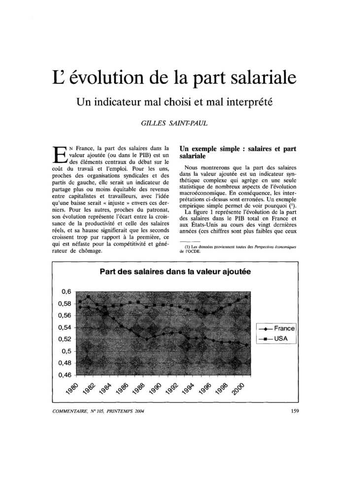 L’évolution de la part salariale. Un indicateur mal choisi et mal interprété
 – page 1