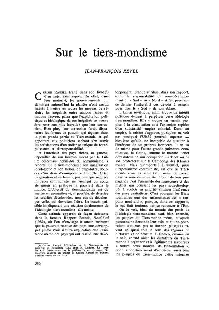 Sur le tiers-mondisme
 – page 1