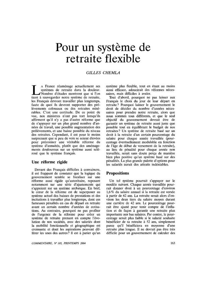 Pour un système de retraite flexible
 – page 1