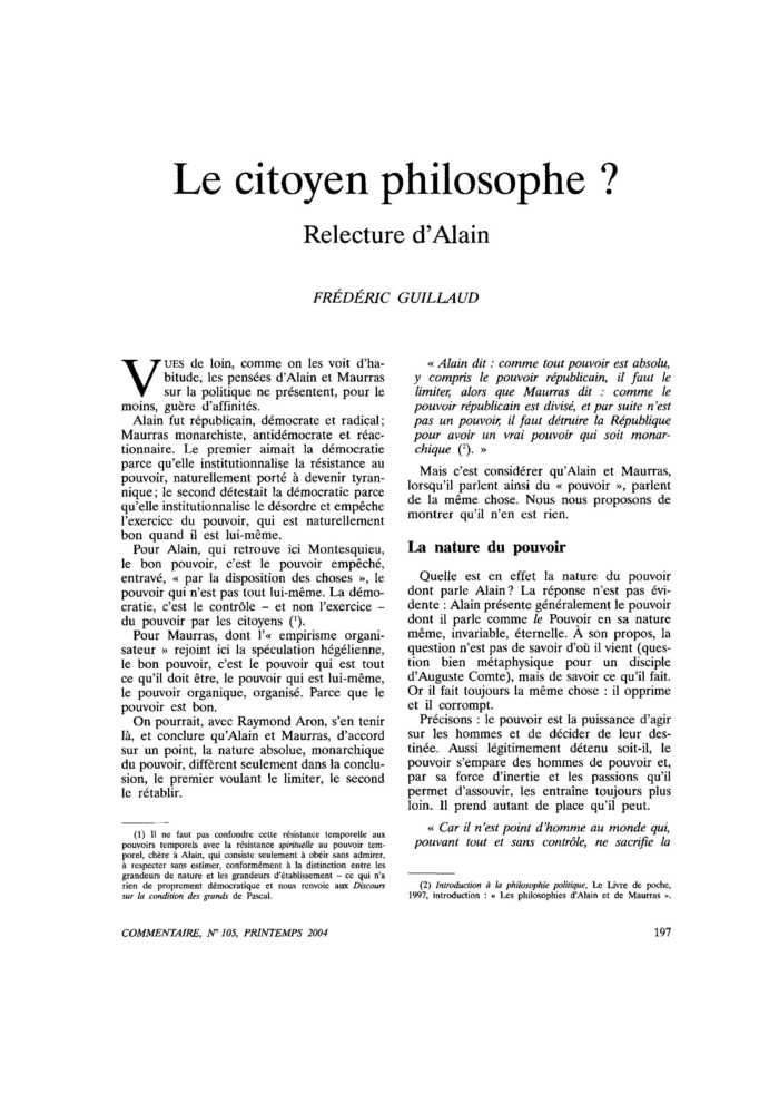 Le citoyen philosophe ? Relecture d’Alain
 – page 1