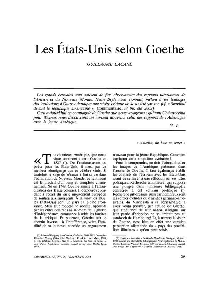 Les États-Unis selon Goethe
 – page 1