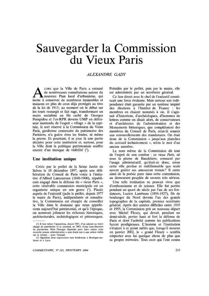 Sauvegarder la Commission du Vieux Paris
 – page 1