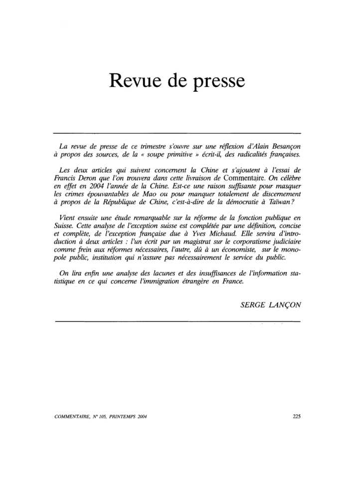 Revue de presse
 – page 1