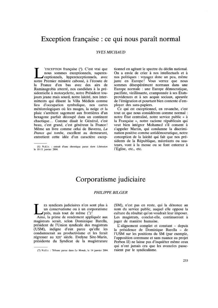 Exception française : ce qui nous paraît normal
 – page 1