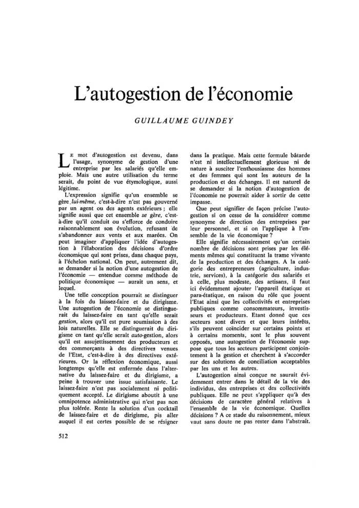 L’autogestion de l’économie
 – page 1