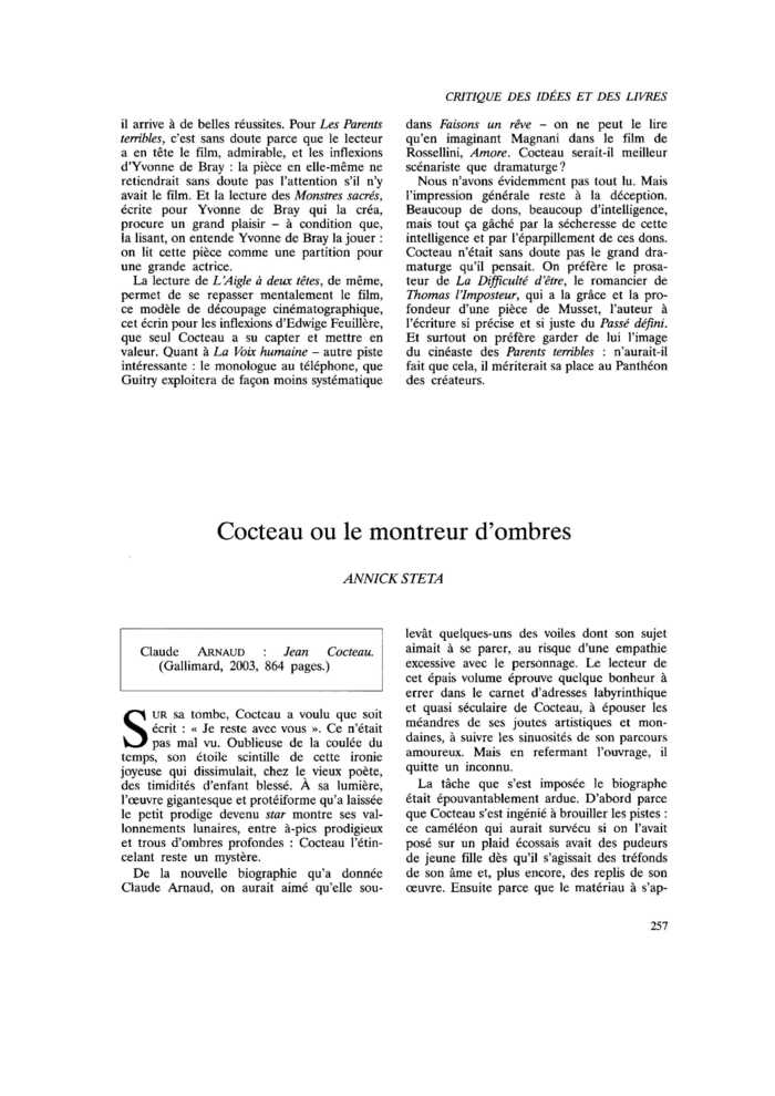 Cocteau ou le montreur d’ombres
 – page 1