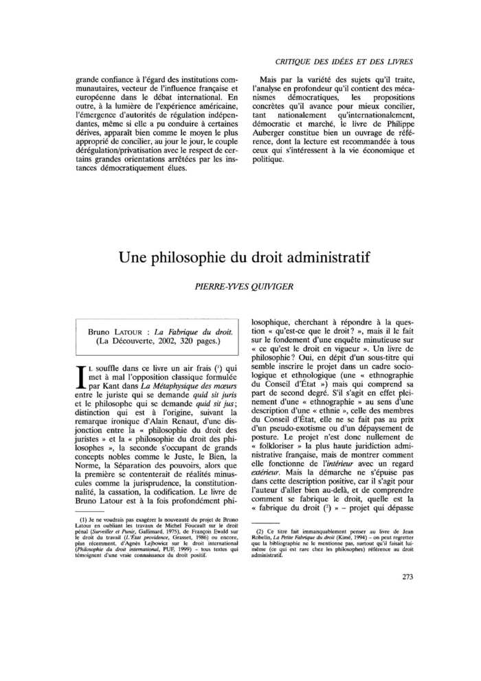 Une philosophie du droit administratif
 – page 1