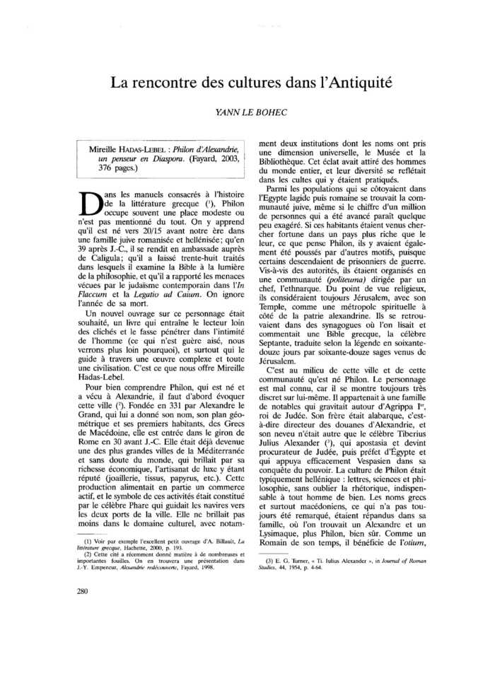 La rencontre des cultures dans l’Antiquité
 – page 1