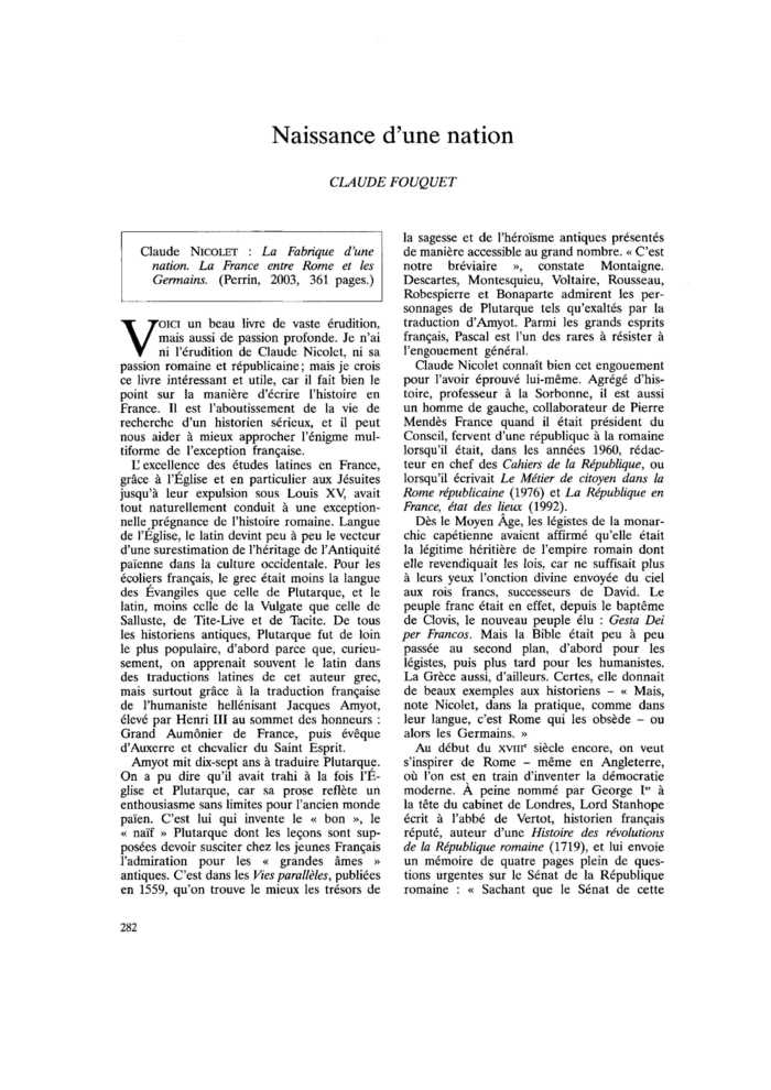 Naissance d’une nation
 – page 1