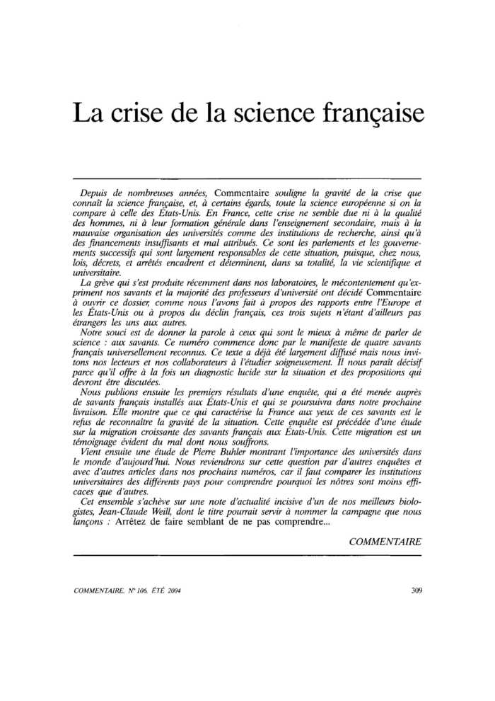 Donner un nouvel essor à la recherche française
 – page 1