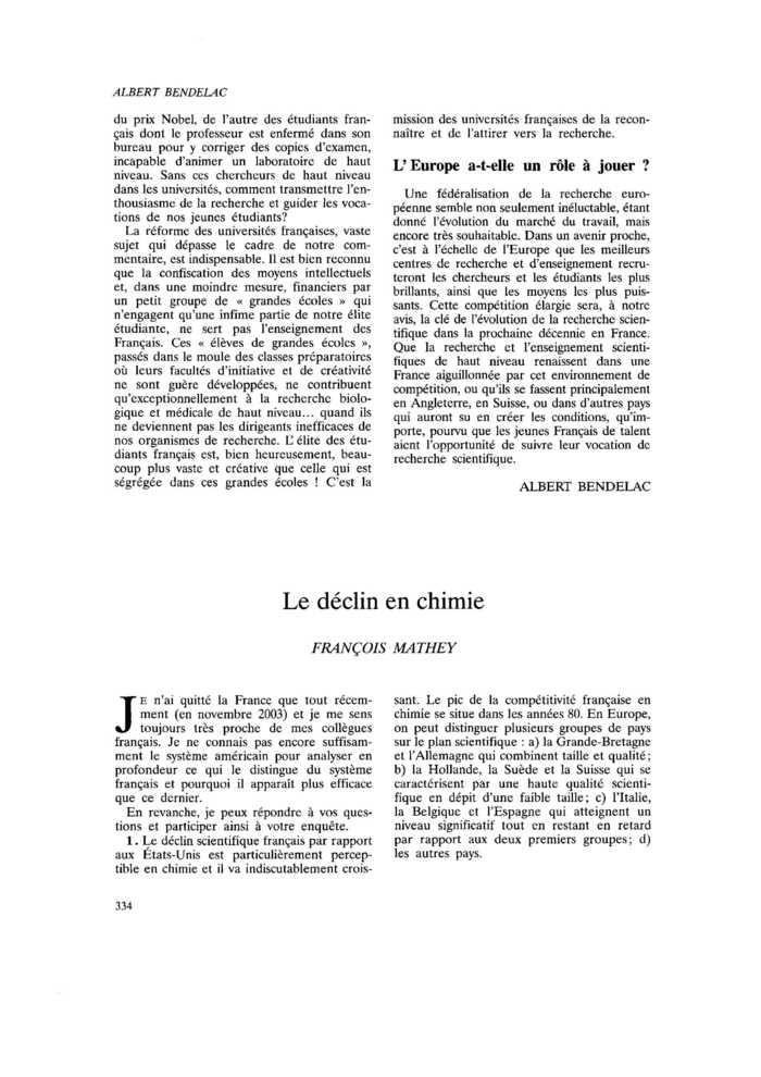 Le déclin en chimie
 – page 1