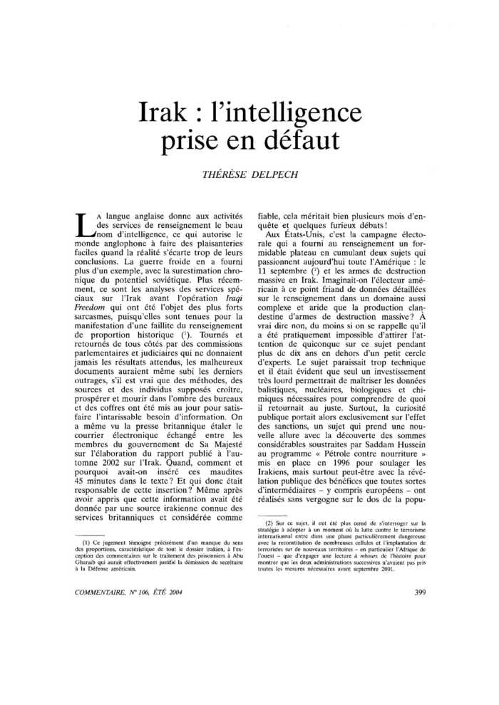 Irak : l’intelligence prise en défaut
 – page 1