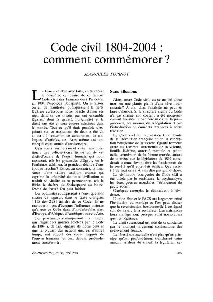 Code civil 1804-2004 : comment commémorer ?
 – page 1