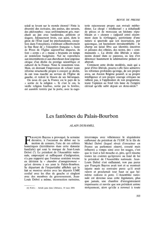 Les fantômes du Palais-Bourbon
 – page 1